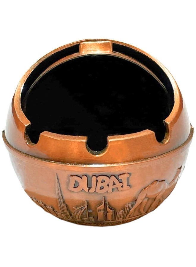 منفضة سجائر كلاسيكية مزخرفة, حامل سجائر بتصميم دبي والقلعة مع غطاء دوار | تحفة فنية من السبائك عالية الجودة لديكور المنزل والمكاتب والفنادق (برونزية) - Image 2